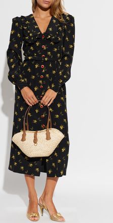 Alessandra Rich Floral Motif Dress, Womens, Black