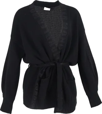Moncler Moncler Robe Cardigan met logo-afwerking in zwarte wol