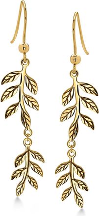 Ross-Simons Italian 10kt Yellow Gold Leaf Drop Earrings