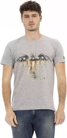 Trussardi Verhoogd Casual Grijs Tee met Unieke Frontprint - Heren - T-shirts - Grijs - S - Katoen - Tops