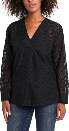 Vince Camuto Animal Clip Jacquard Blouse in Rich Black at Nordstrom, Size Medium
