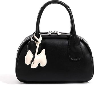 Generic PU Leather Handbag with Adjustable Strap Pillow Bag for Women Shopping (Black)