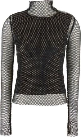 Sportmax Doorschijnende Visnet Hoge Hals Sweater - Dames - Coltruien - Zwart - S - Truien & Vesten