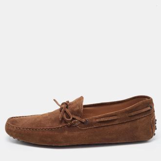 Tod's Tods Brown Suede Bow Slip On Loafers