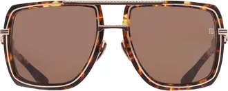 Balmain SOLDIER Brown Navigator Unisex Sunglasses BPS-160D GLD-TRT 59