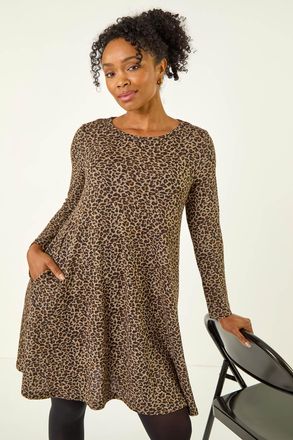 Roman Leopard A-Line Dress