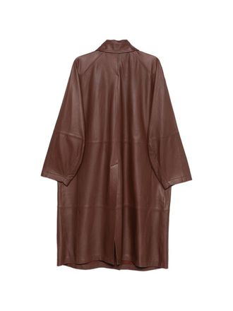 Alysi Smooth Grain Leather Coat - Brown