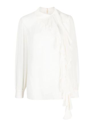Dolce & Gabbana Frilled-Trim Silk Blouse