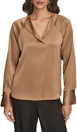 DKNY Hammered Satin Top in Fawn at Nordstrom, Size X-Large