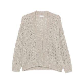 PANICALE Panicale, Truien & Vesten, Dames, Grijs, XS, Pailletten, Open-gebreide vest met pailletten
