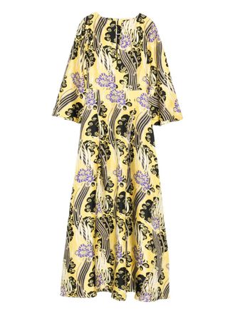 La DoubleJ Maxi-jurk met bloemenprint - Geel