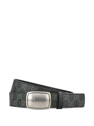Gucci logo buckle belt - men - Polyurethane/Polyester/Cotton - 105 - Grey