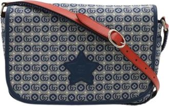 Gucci Pre-owned Cross Body Bags, female, Blue, Size: ONE SIZE Pre-owned Canvas Cross Body Bag