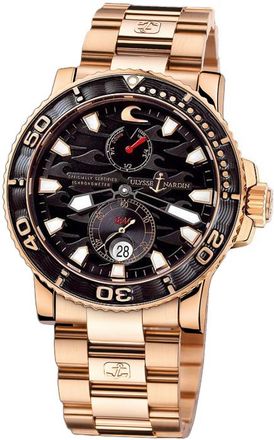Ulysse Nardin Maxi Marine Diver Black Dial 18kt Rose Gold Mens Watch 266-37LE-8M