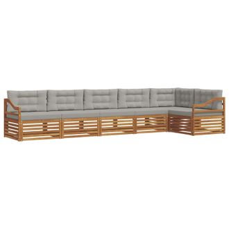 vidaXL Conjunto De Sof&aacute;s De Exterior 6 Pcs Gris Natural Y Claro Vidaxl