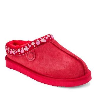 Dearfoams Fireside Greta Genuine Shearling Clog Slipper with Embroidery in Poppy Hearts at Nordstrom, Size 10