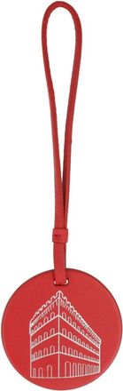 Ferragamo Embossed Palazzo Spini Feroni Leather Charm In Red