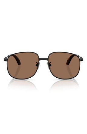 Moncler Fennix 56mm Pilot Sunglsses in Black /Solid Brown at Nordstrom