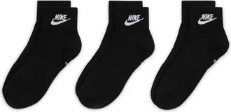 Nike Assorted 3-Pack Dri-FIT Essential Ankle Socks in Black/White at Nordstrom Rack, Size Large