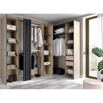 Dmora Dmora - Gran Armario Dindo, Muebles De Dormitorio, Vestidor, Armario De Ropa, 234x141 H205 Cm, Antracita Y Roble