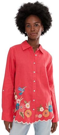 Johnny Was Relaxed Linen Shirt - Francis Womens Clothing Cayenne : 2XL