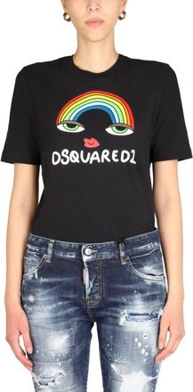 Dsquared2 Black Graphic Crew Neck T-Shirt