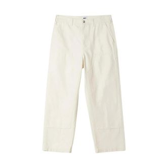 Obey Wide Trousers, male, White, Size: W33 Big Timer Twill Double Knee Pant