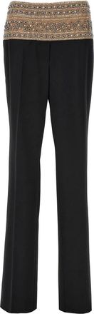 Stella McCartney Kristal-Versierde Wollen Broek - Dames - Slim Fit Broeken - Zwart - XS - Wol - Broeken