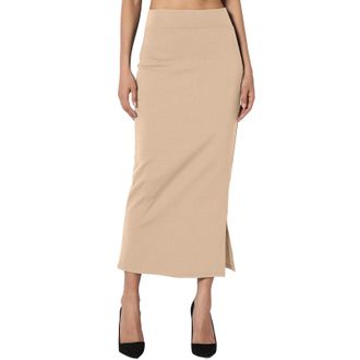 Generic Wrap Skirts for Women UK Sexy and Elegant Pencil Skirts for Women Below Knee Womens Side Slit Knit High Waist Gentle Mid Calf Long Pencil Skirt Extend