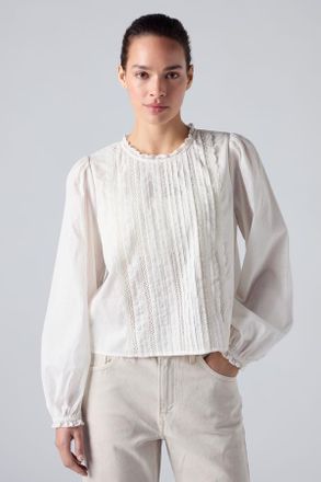 Levi's Blusa Han con abalorios de manga larga - Mujer - XS - Blanco / Cloud Dancer Cotton