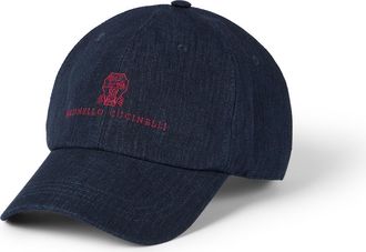 Brunello Cucinelli D&eacute;lav&eacute; linen Baseball cap in Navy Blue at Nordstrom, Size X-Large