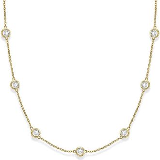 Allurez Natural Diamond Station Necklace Bezel-Set 14k in Yellow Gold at Nordstrom, Size 18