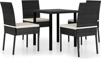 vidaXL Vidaxl - 5 Piece Outdoor Dining Set with Cushions Poly Rattan Black