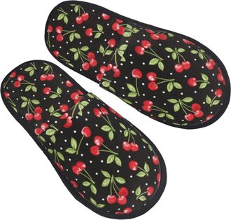 Generic Hotel Slippers Sweet Cherry Breathable Cotton Slippers Portable Anti-Slide Slipper For Holiday Ladies Room M