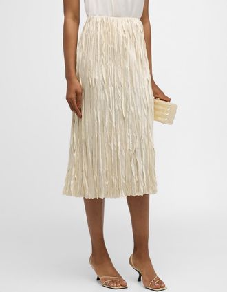 Vince Crushed Bias Strip Midi Skirt