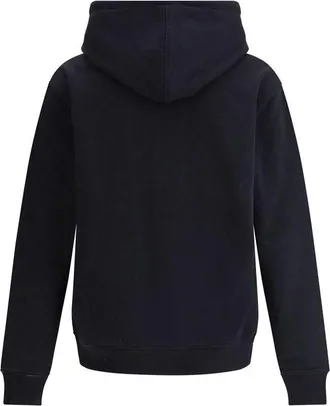 Ami Logo-Embroidered Cotton Hoodie - Black