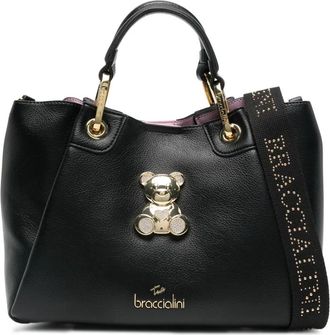 Braccialini teddy-appliqué leather shoulder bag - women - Leather - One Size - Black