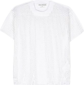 Junya Watanabe Gepaneeld Ontwerp Witte T-shirts en Polos - Dames - T-shirts - Wit - S - Tops