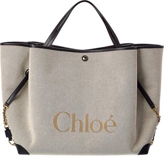 Chlo&eacute; Clover Double Carry Canvas & Leather Tote