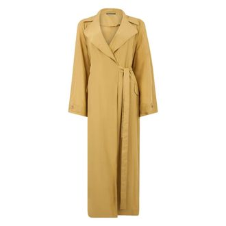 Alberta Ferretti Lange Elegante Jas met V-hals - Dames - Jas met riem - Beige - S - Jassen