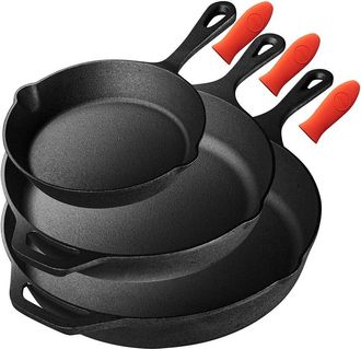 Nutrichef 3Pc Non-Stick Iron Skillet Cooking Pan Set
