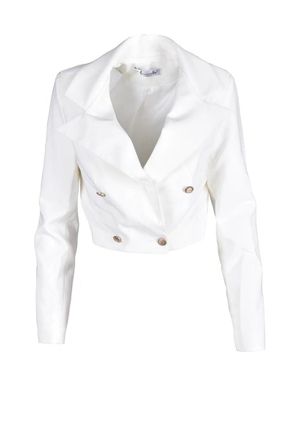 Feminista White Cropped Polyester-Blend Jacket