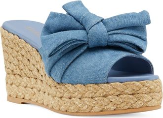 Stuart Weitzman Loveknot Espadrille Wedge Sandal in Light Blue/Natural at Nordstrom Rack, Size 11