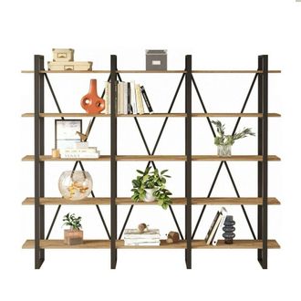 Dmora Estante Para Libros Albayt, Estante De Oficina, Porta Libros M&oacute;vil, Biblioteca, 220x34h180 Cm, Roble, Con Embalaje Reforzado - Dmora