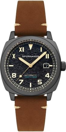 Spinnaker Hull California Automatic Leather Strap Watch, 42mm in Black at Nordstrom