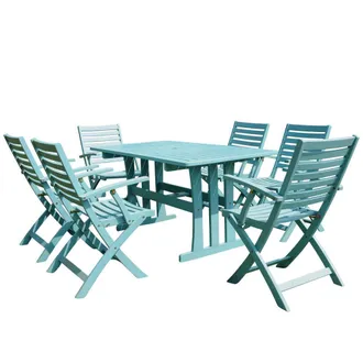 International Caravan Inc Sciacca Acacia Wood Seven Piece Dining Group