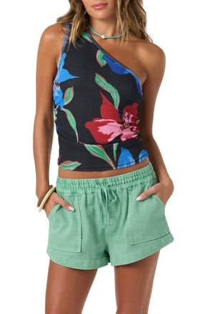 O'Neill Celeste Floral One-Shoulder Top in Black at Nordstrom, Size Medium