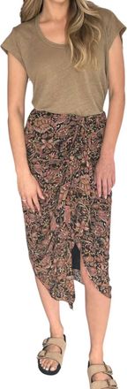 Isabel Marant Zaine Printed Draped Skirt In Black/ochre