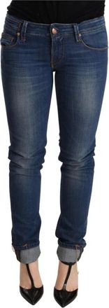 Acht Blauwe Lage Taille Skinny Denim Jeans - Dames - Skinny Jeans - Blauw - W26 - Denim - Jeans