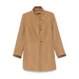 Fay Single-Breasted Coats, female, Brown, Size: L Virginia Single-Breasted Coat
